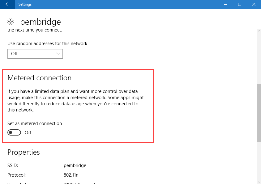 Outlook 2019 Metered Connection Warning