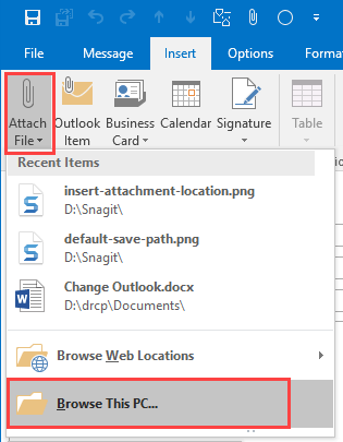browse for pc default set in Word