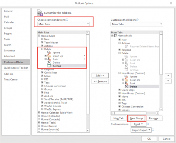 remove the archive button
