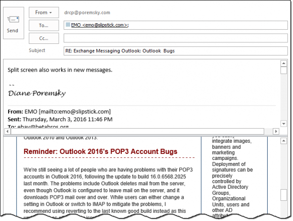 Compose a message using Split Screen