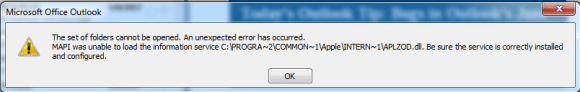 icloud errror in Outlook 2007