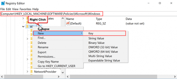 add new registry key