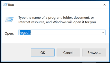 open the registry editor 