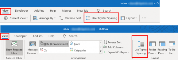 tighter spacing button on ribbon