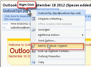 Add to Outlook Contacts