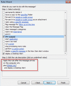 Create a rule for desktop alerts