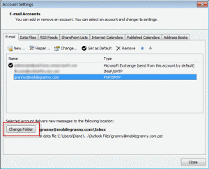 Change folder button