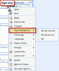 Context menu in Outlook 2007