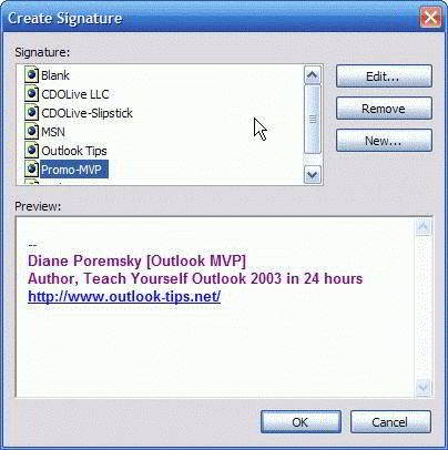jak złożyć podpis w programie Outlook 2003