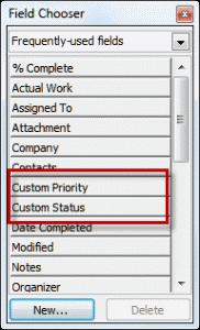 Choose the Custom priority field from the field chooser