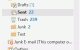 An IMAP folder list in Outlook 2013