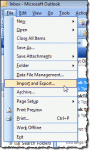 Use the File, Import Export menu to export Outlook items