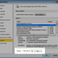 Manage addins dialog