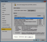 Manage addins dialog