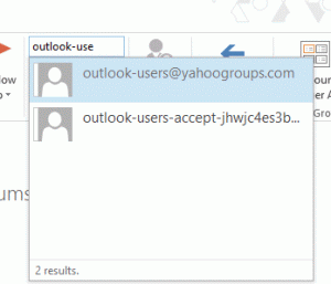 People search results in Outlook 2013