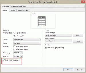 Select Only Print Workdays