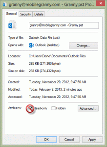 Read-only property dialog. 