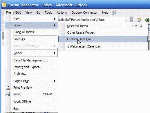 open outlook 2007 pst within outlook 2003