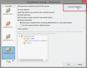 Send and receive dialog in Outlook 