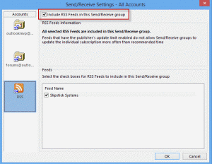 Send and Receive Group settings