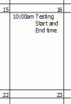 Start time in the calendar printout