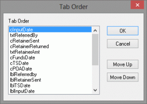 Change tab order in custom forms