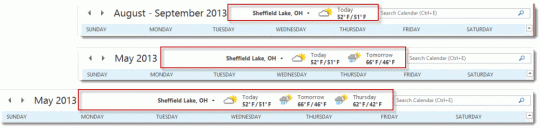Outlook 2013's weather bar